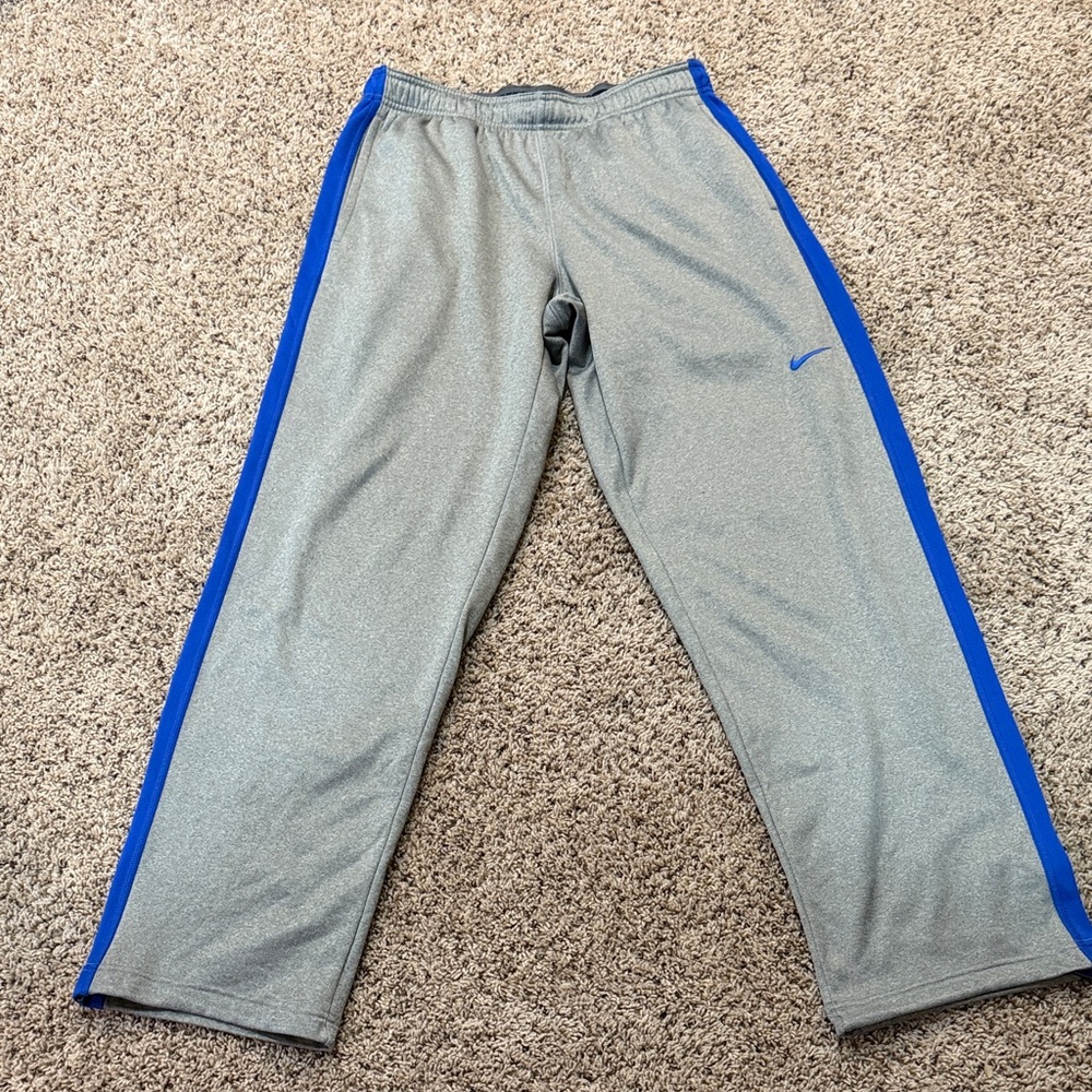 Nike Gray Joggers with Blue Stripes